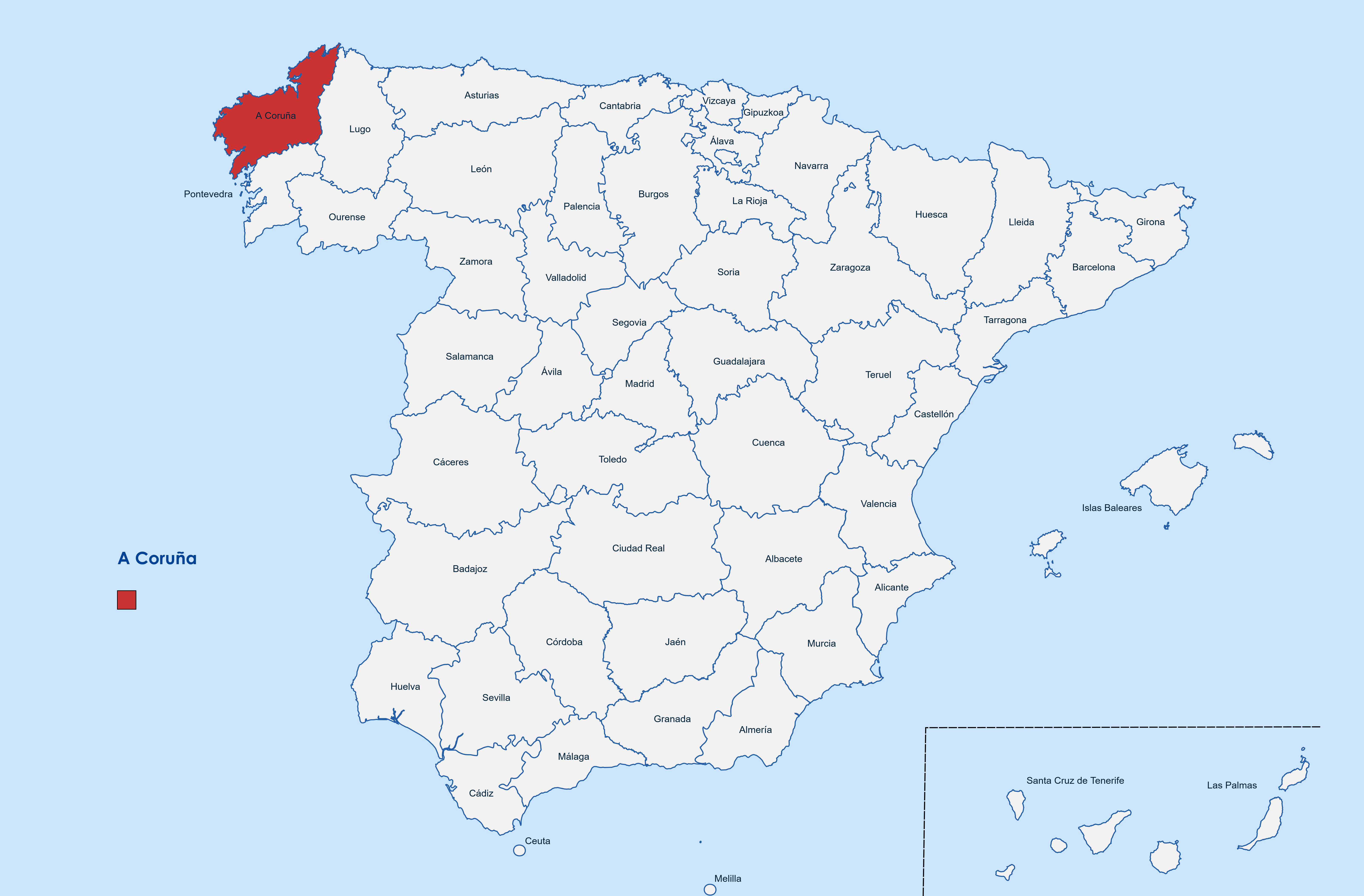 Web design A Coruña province map